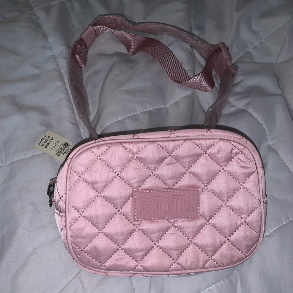 Adorable pink quilted belt bag